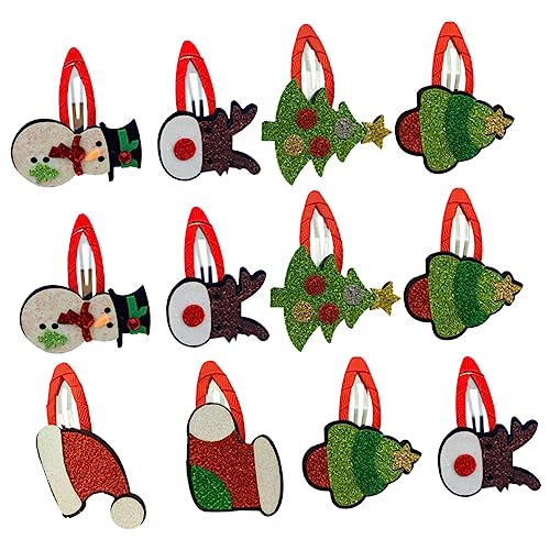 Amosfun 12St Weihnachtshaarspangen für Weihnachtsfeiern Haarschmuck für Kinder zu Weihnachten kinder haarspangen haarspange kinder Weihnachtsdekoration rote Haaraccessoires von Amosfun