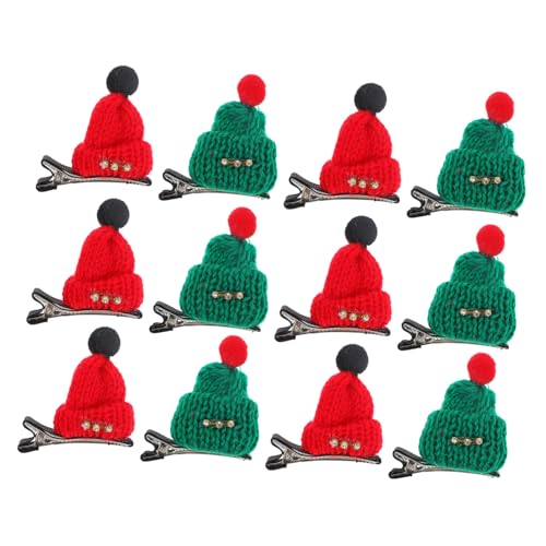 Amosfun 12st Kleine Huthaarnadel Weihnachtsmütze Haarspange Kleine Huthaarspangen Kleine Hut-haarspangen Weihnachts-haarschmuck Weihnachtshaarnadel Kind Krokodilklemme Wolle Pailletten von Amosfun