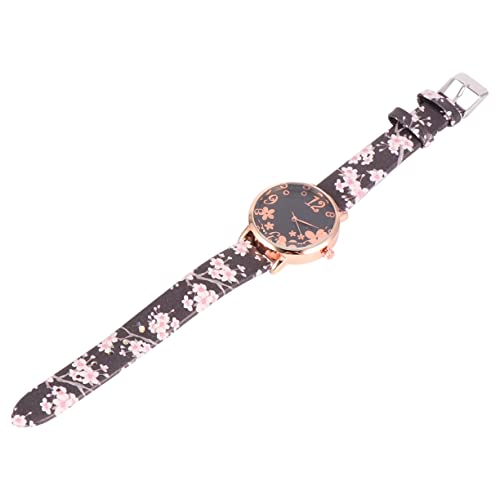Amosfun Damen Quarzuhr Mit Pflaumenblüten Muster Stilvolle Armbanduhr Für Frauen Pu Armband Modisches Design Für Alltag Und Besondere Anlässe von Amosfun