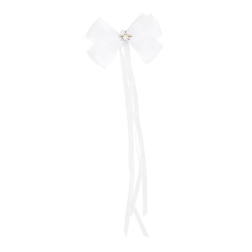 Amosfun 1stk Spitzen-streamer-kopfschmuck Schleifenclip Aus Spitze Bowknot-haarspangen Haarspange Für Damen Bowknot-haarklammern Fee Bowknot Polyester Weiß Ausgabekarte Krawatte Fräulein von Amosfun