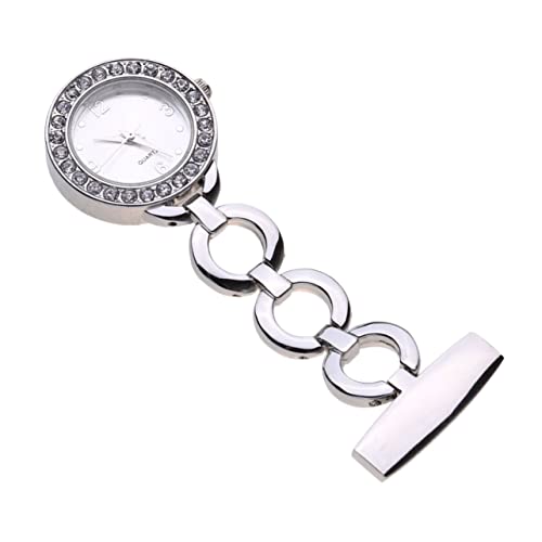 Amosfun 1stück Chic Rolling Diamond Nurse Pocket Watch Silberne Arztuhr Für Krankenschwestern Und Pflegekräfte Taschenuhr Mit Clip Für Täglichen Gebrauch von Amosfun