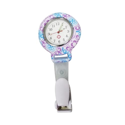 Amosfun Krankenschwesteruhr Ethnisch Blumen-Design Tragbare Taschenuhr Aus Hochwertigem Silikon Mit Klaren Ziffern Für Krankenschwestern Und Ärzte von Amosfun