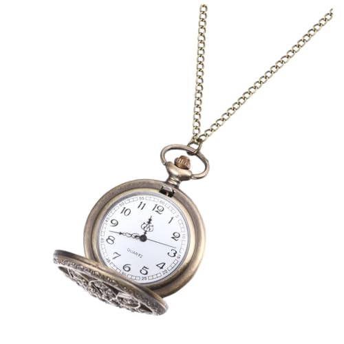 Amosfun Vintage Taschenuhr Mit Ausgehöhlter Zinklegierung Retro-Uhr Klassische Quarz-taschenuhr Zarte Taschenuhr Praktisches Design Lange Kette Zum Tragen von Amosfun