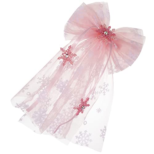 Amosfun 1stk Schneeflocken-mesh-haarspange Grosgrain-haarschleifen Haarnadeln Prinzessin Dress up Kit Spitzenhaarschleier Weihnachtshaarband Mädchen Schleifengürtel Gittergewebe Kind von Amosfun