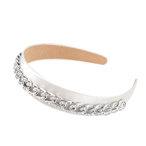 Amosfun 1stk Stirnband Mit Metallkette Metalldekor Hochzeitsdeko Haargummis Frauen Haarband Kopfschmuck Für Mädchen Haarschmuck Hochwertiger Stoff Die Kette Trend Weiß Fräulein von Amosfun