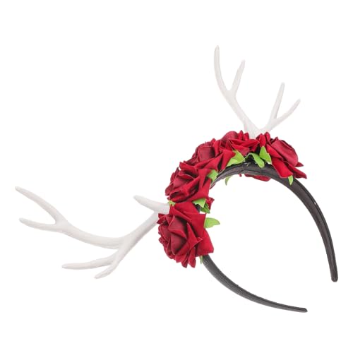 Amosfun 1stk Weihnachtsstirnband Tierische Stirnbänder Rosa Stirnband Blumenkostüm Winterkleidung Hirsch Kostüm Geweih-stirnband Festival Haare Schmücken Kostümzubehör Frauen Kopfschmuck von Amosfun