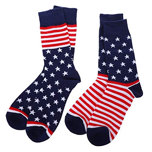 Amosfun 2 Paar Baumwollsocken mit amerikanischer Flagge, gestreiftes Design, Socken für Herren von Amosfun