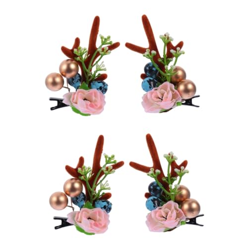 Amosfun 2 Paar Geweih Haarspange Kopfschmuck Aus Hirschohren Haarspangen Für Damen Weihnachtsstrumpf Stuffer Geweihohrclips Anime-cosplay-kostüm Fräulein Haarteil Weihnachten Stoff von Amosfun