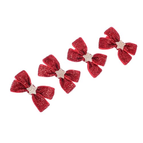 Amosfun 2 Paar Krawatte Weihnachts Bowknot Haarnadel Festival Haarspange kinder haarspangen haarspange kinder mitbringsel kindergeburtstag Babyschleifen Seile Haargummis Haarband von Amosfun