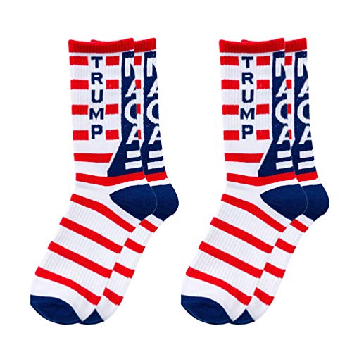 Amosfun 2 Paare 2020 Amerikanische Flagge Socken Casual Crew Kleid Socken 2020 Socken für Präsident Trump Wahl Väter Geschenk (Blau) von Amosfun