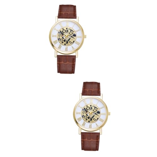 Amosfun 2 STK Anschauen Quarz-chronographenuhr Student Relojes Inteligentes para Mujer Hohle Uhr Reloj Inteligente para Hombre Geschäftsgeschenk Uhr Uhr Mädchen Arbeit Kunstleder Fache von Amosfun