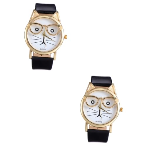 Amosfun 2 STK Katzenuhr Geschenk Uhrenarmbänder Digitale Armbanduhr Modische Uhr Freizeitarmbanduhr Für Kinder Pu-Riemen Kinderuhr Mit Pu-Armband Quarzuhr Für Kinder Uhr Mit Katzenmuster von Amosfun