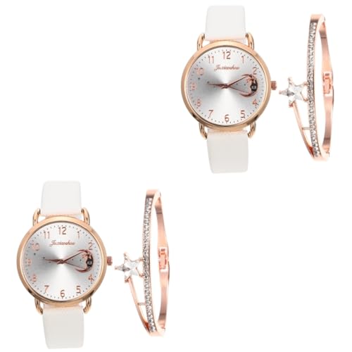 Amosfun 2 Sets Elegante Damenarmbanduhr Damen Armbanduhr Stern- Und Mondmuster Exquisiter Schmuck Für Partys von Amosfun