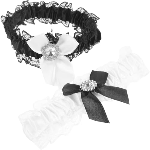 Amosfun 2 Stk Hochzeitskleid-accessoires Strumpfband Aus Spitze Strumpfband Für Hochzeit Weiße Strumpfbandsets Für Die Hochzeit Beinringdekoration Beinband Stoff Kleidung Krawatte Damen von Amosfun