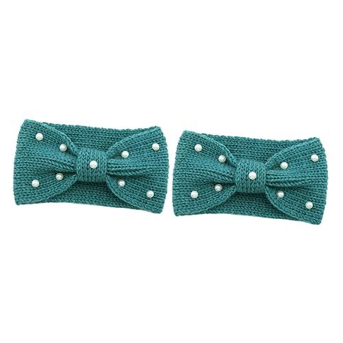 Amosfun 2 Stk Haarbänder Bowknot-Kopfbedeckungen gestricktes Haarband Perlenhaarband Tab Stirnband Schal von Amosfun