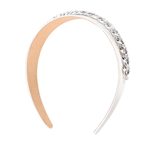 Amosfun 2 Stk Stirnband Mit Metallkette Metalldekor Hochzeitsdeko Haargummis Stirnband Damen Haarband Frauen Haarband Einfaches Haarband Diamant Weiß Hochwertiger Stoff Die Kette Fräulein von Amosfun