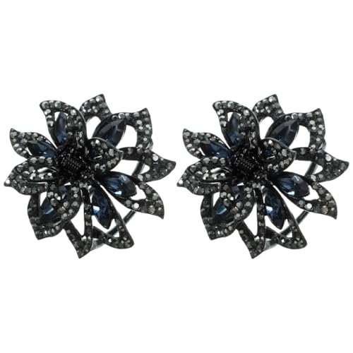 Amosfun 2 Stück Kristall Haarspangen für Damen Rutschfeste Blüten Haarklammern mit Strass für Hochzeiten Partys und Alltag Trendige Haarschmuck Accessoires Schwarz von Amosfun