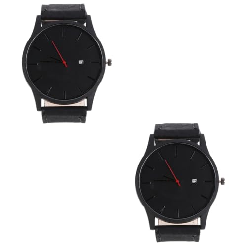 Amosfun 2 Stück Quarzuhr Für Herren Und Damen Modische Quarzuhr Mit Kalender Lässige Armbanduhr Fürs Büro von Amosfun