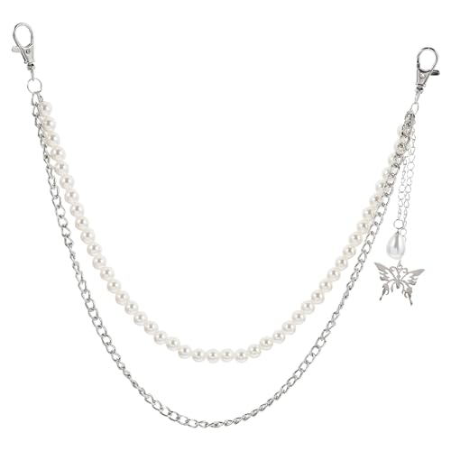 Amosfun 2Pcs Körper Ketten Gürtel Kristall Taille Ketten Schmetterling Anhänger Sommer Strand Taille Körper Schmuck Weibliche Hosen Kette Silber von Amosfun