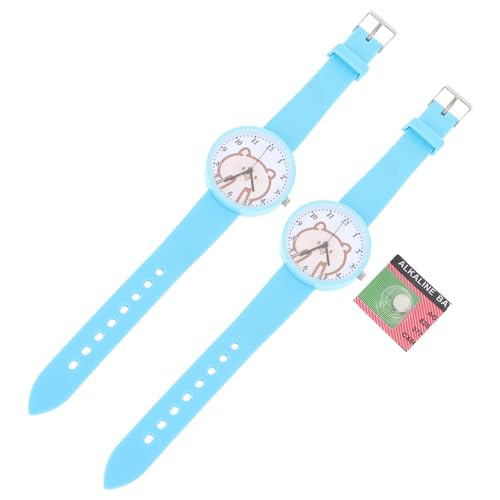 Amosfun 2 Stück Jungen- Und Mädchenuhren Mit Cartoon- Quarz-Armbanduhr Für Kinder Lässiges Silikonarmband Leicht Abzunehmende Schnalle Als Geburtstags- Und Erntedankgeschenk von Amosfun