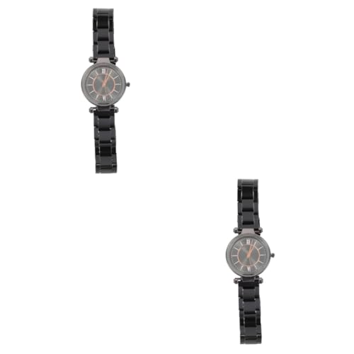 Amosfun 2stücke Stylische Damen-Armbanduhr Aus Edelstahl Mit Schlichtem Design Leichte Quarzuhr Für Alltag Für Schule Partys Und Freizeit von Amosfun