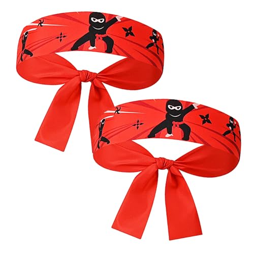 Amosfun 2stücke Koch-bandana Kopfbedeckung Mit Ninja-druck Für Kinderkostümparty Küchenkostümzubehör Und Sportkoch-anwendung Atmungsaktiv Und Schweißableitend von Amosfun