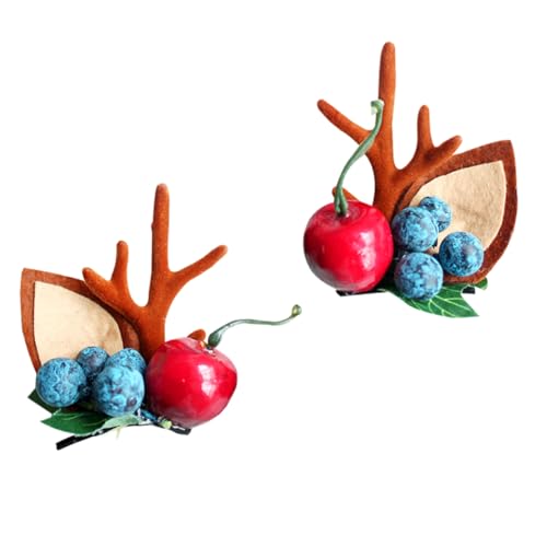 Amosfun 2st Weihnachtshaarspangen Weihnachtshaarnadel Für Kinder Rentier-haarspangen Weihnachts-cosplay-haarnadel Haarnadeln Mit Roten Beeren Haarschmuck Bauch Erwachsener Bilden Fräulein von Amosfun