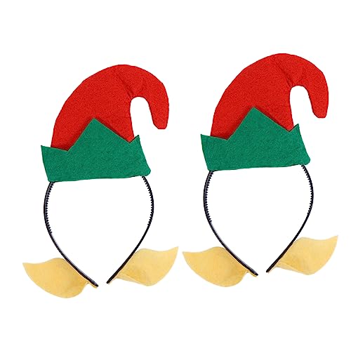 Amosfun 2St Weihnachtsstirnband christmas haarreif christmas headband weihnachtsdeko Fotografie Requisiten Haarreifen Hut Stirnband Halloween Kopfbedeckung Zubehör schmücken Elfenhut Stoff von Amosfun