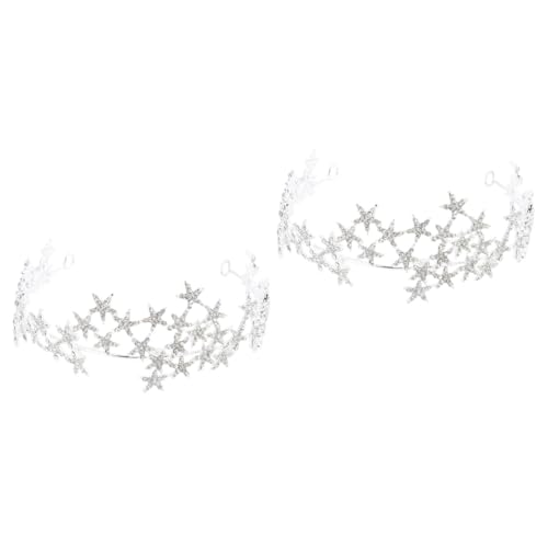 Amosfun 2St hair accessories for girls hochzeitshaar schmuck Kopfschmuck für die Braut Brautstern-Stirnband Abschlussballkronen Kopftuch Stirnband romantisch Kopfbedeckung Kristall von Amosfun