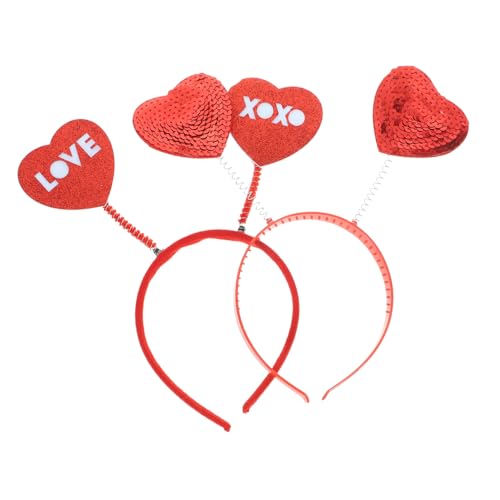 Amosfun 2St liebe Stirnband rotes Stirnband haarschmuck für damen Herz-Kopfschmuck Stirnbänder mit Valentinsmotiv rotes Bandana-Stirnband geschenke für paare Party-Herz-Haarreifen Kleidung von Amosfun