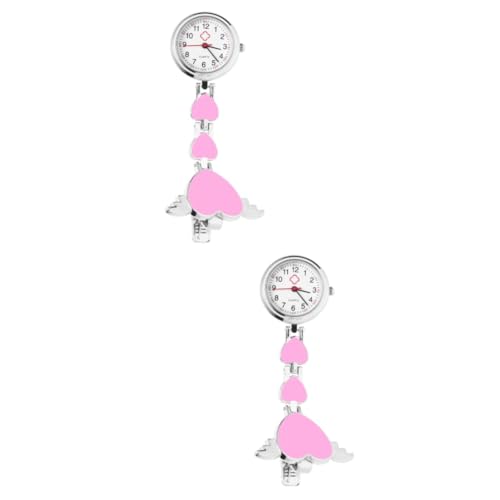 Amosfun 2stücke Kreative Hängenuhr Pinke Quartz Uhr Für Pflegekräfte Modische Dekoruhr Für Damen Und Herren Praktische Taschenuhr Mit Einfacher Ablesbarkeit von Amosfun