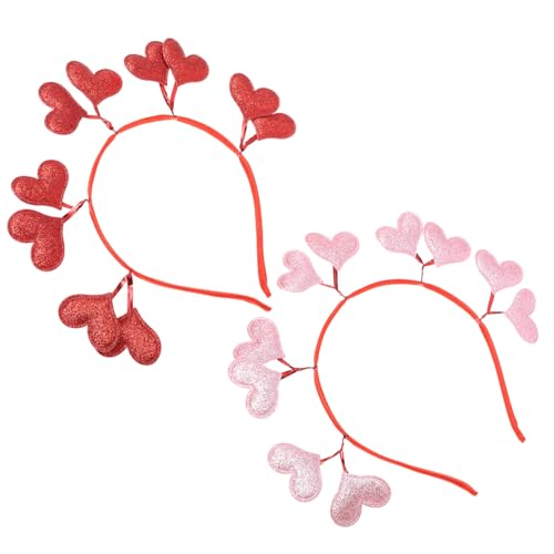 Amosfun 2St valentinstag stirnband Liebe Herzkopf Bopper Glitzer-Herz-Stirnband weihnachts haarschmuck weihnachtshaarschmuck Party-Herz-Stirnband Valentinstag Haarband Herzförmig schmücken von Amosfun