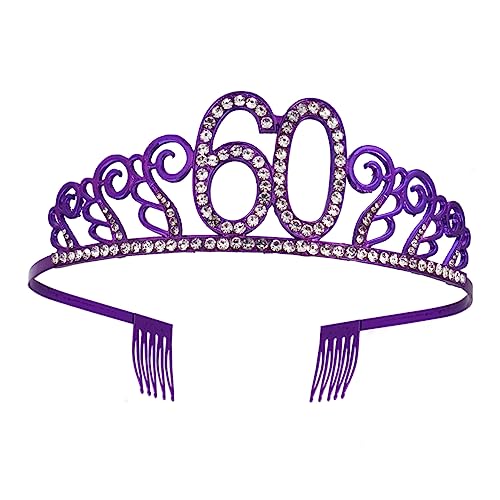 Amosfun 2st Haarschmuck Haarbänder Für Damenhaar Kuchendekorationen 60. Kuchendekoration Haare Zum 60. Geburtstag Funkelnde Festzug-tiara Mit Kamm Zahl Krone Frauen Kopfschmuck Stirnband von Amosfun