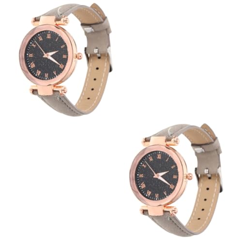 Amosfun 2 Stücke Dame Gürtel Uhr Frauen Armbanduhr Modische Uhr Glas Und Edelstahl von Amosfun