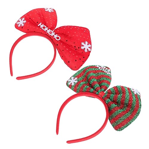 Amosfun 2st Stirnband Weihnachtsdekoration Haarschmuck Harte Stirnbänder Weihnachtsschleifen-stirnbänder Bowknot-haarreifen Bühnenhaarreifen Weihnachtsschleifen-kopfschmuck Stoff Cosplay von Amosfun