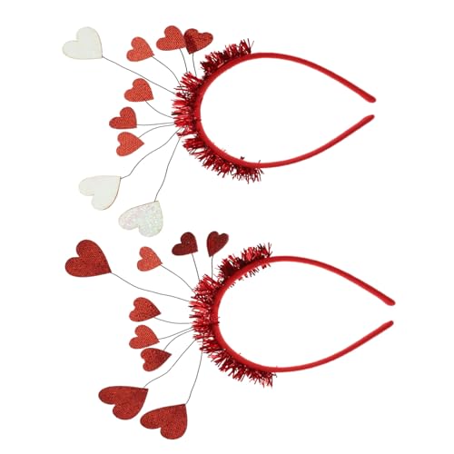 Amosfun 2st Valentinstag Stirnband Haarschmuck Für Frauen Hochzeitsdekoration Weihnachtsdekoration Herz Mädchen Stirnbänder Herzförmiges Pailletten-stirnband Valentinstag Haarschmuck Rosen von Amosfun