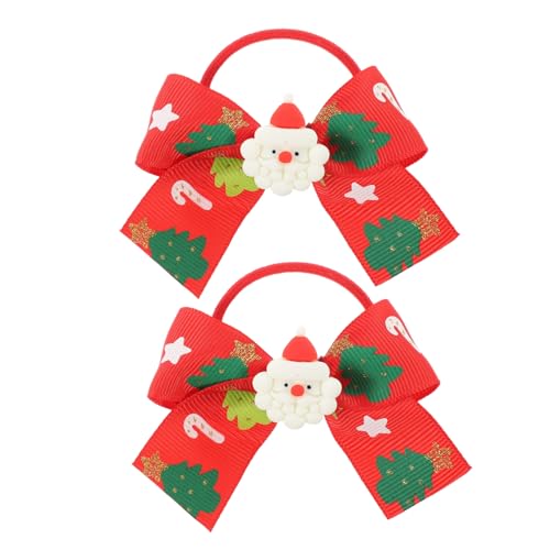 Amosfun 2st Weihnachts Haars Eile Haarband Mit Weihnachtsschleife Weihnachts-haarschmuck Kopfschmuck Für Mädchen Süße Haargummis Hasenohren-haargummis Fräulein Stoff Niedlich Gummiband von Amosfun