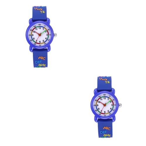 Amosfun 2stücke Cartoon Kinderuhr wasserdichte Quartz Armbanduhr Mit Einstellbarem Silikonarmband Niedliches Design Für Jungen Und Mädchen Als Zu Geburtstag Oder Feiertagen Blau von Amosfun