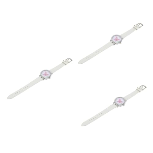 Amosfun 3 Kinderuhr Armbanduhr Watch Studentenuhren Kinder Armbanduhr Schmetterlingsmusteruhr Mädchen Armbanduhr niedlich Anschauen leuchtende Uhr Quarzuhren Kleinkind Weiß von Amosfun
