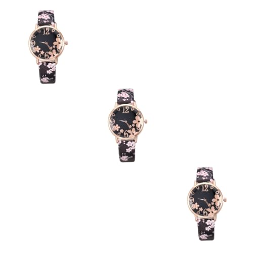 Amosfun 3stücke Damen Armbanduhr Mit Elegantem Pflaumenblütenmuster Quarzwerk Langlebig Und Stilvoll Für Täglichen Gebrauch Erhältlich von Amosfun