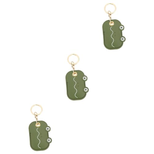 Amosfun 3 Lederetui für Zugangskarte Halter Schlüsselanhänger Brieftasche mit Reißverschluss Handtasche Lovely Rucksack-Tasche tierische Schlüsselanhänger Taschenanhänger Wagen Frosch von Amosfun