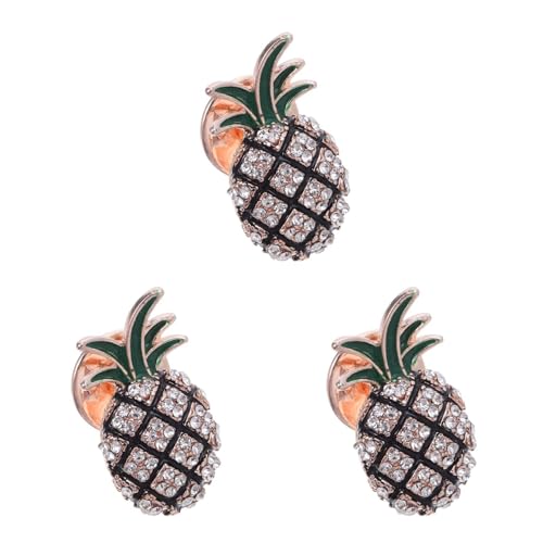 Amosfun 3 Stk Abzeichen Brosche Anstecknadel für Männer Brosche für Männer Anstecknadel aus Kristall formelles Accessoire Ananas-Brosche Ananas-Abzeichen Passen Kragennadel Zubehör Mann von Amosfun