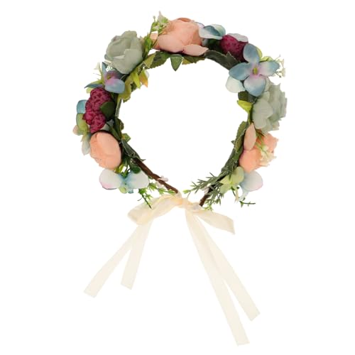 Amosfun 3 Stk Halo Floraler Kopfschmuck Stirnband Mit Blumengirlande Braut Haarkranz Blumenkranz Stirnband Haarband Festival Stirnbänder Frauen Hochzeit Reisen Schal von Amosfun