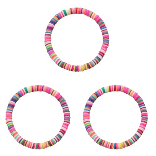 Amosfun 3 Stück Schickes Handgelenk-accessoire Für Frauen Armband Aus Natürlichem Polymer-ton Strand-handschmuck Buntes Verzierungsarmband Zartes Stretch-armband Mit von Amosfun
