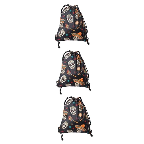 Amosfun 3 Stück Schnur Halloween-schädel-zugschnurbeutel Halloween-süßigkeitstüten Halloween Kordelzug Goodie Bags Halloween-geschenktüten Reisetasche Rucksack Seil Für Erwachsene Junge von Amosfun