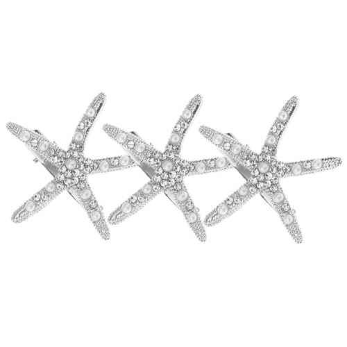 Amosfun 3 Stück Teiliges Seestern Haarschmuck für Damen Strass Haarspangen Haarnadeln Accessoire für Besondere Anlässe Funkelnde Meerjungfrauen Haarclips von Amosfun