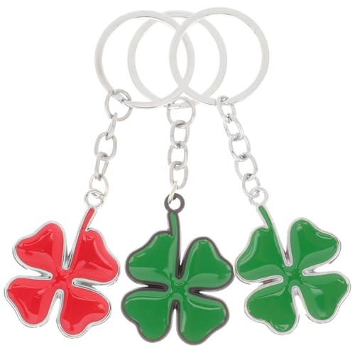 Amosfun 3Pcs Vierblättriges Kleeblatt Schlüsselanhänger Vierblättriges Tropfen-Schlüsselanhänger Patricks Day Klee von Amosfun