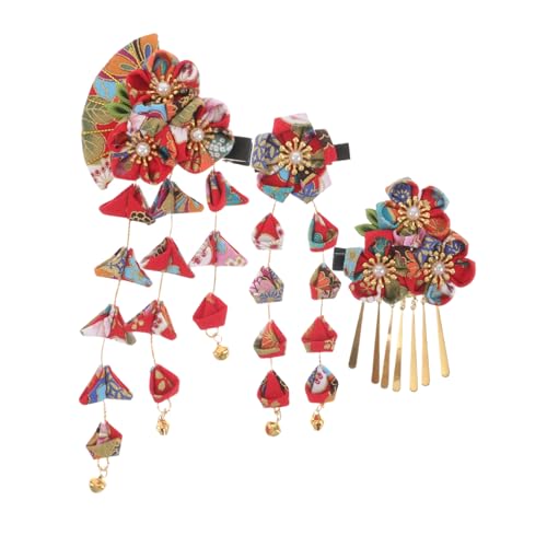 Amosfun 3st Japanisches Haarspangen-set Kimono-haarnadeln Chinesische Haarnadeln Für Frauen Miao Japanisches Kimono-kostüm Blumen-kimono-haarquasten-haarnadeln Kimono-haarschmuck Stoff von Amosfun