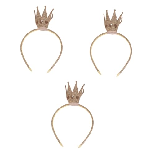 Amosfun 3st Kopftuch Stirnband Fee Kopfschmuck Goldene Haargummis Damenhüte Party-stirnbänder Baby-stirnband Prinzessin Tiara Geburtstagshut Krone Kopfbedeckung Krawatte Kleine Erröten von Amosfun