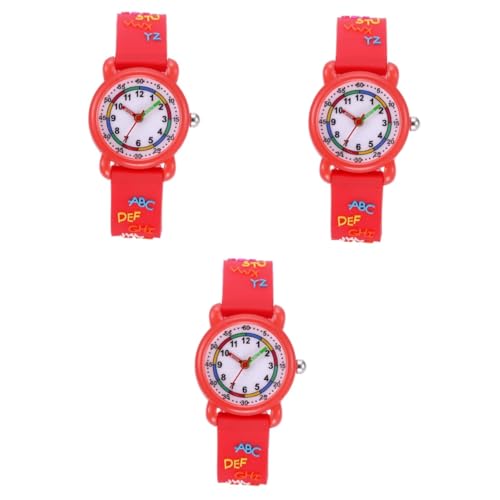 Amosfun 3stücke Cartoon Armbanduhr Für Junge Mädchen wasserdichte Langlebige Quarz-Uhr Mit Einzigartigem Design Rot Für Jungen Und Mädchen Für Täglichen Gebrauch von Amosfun